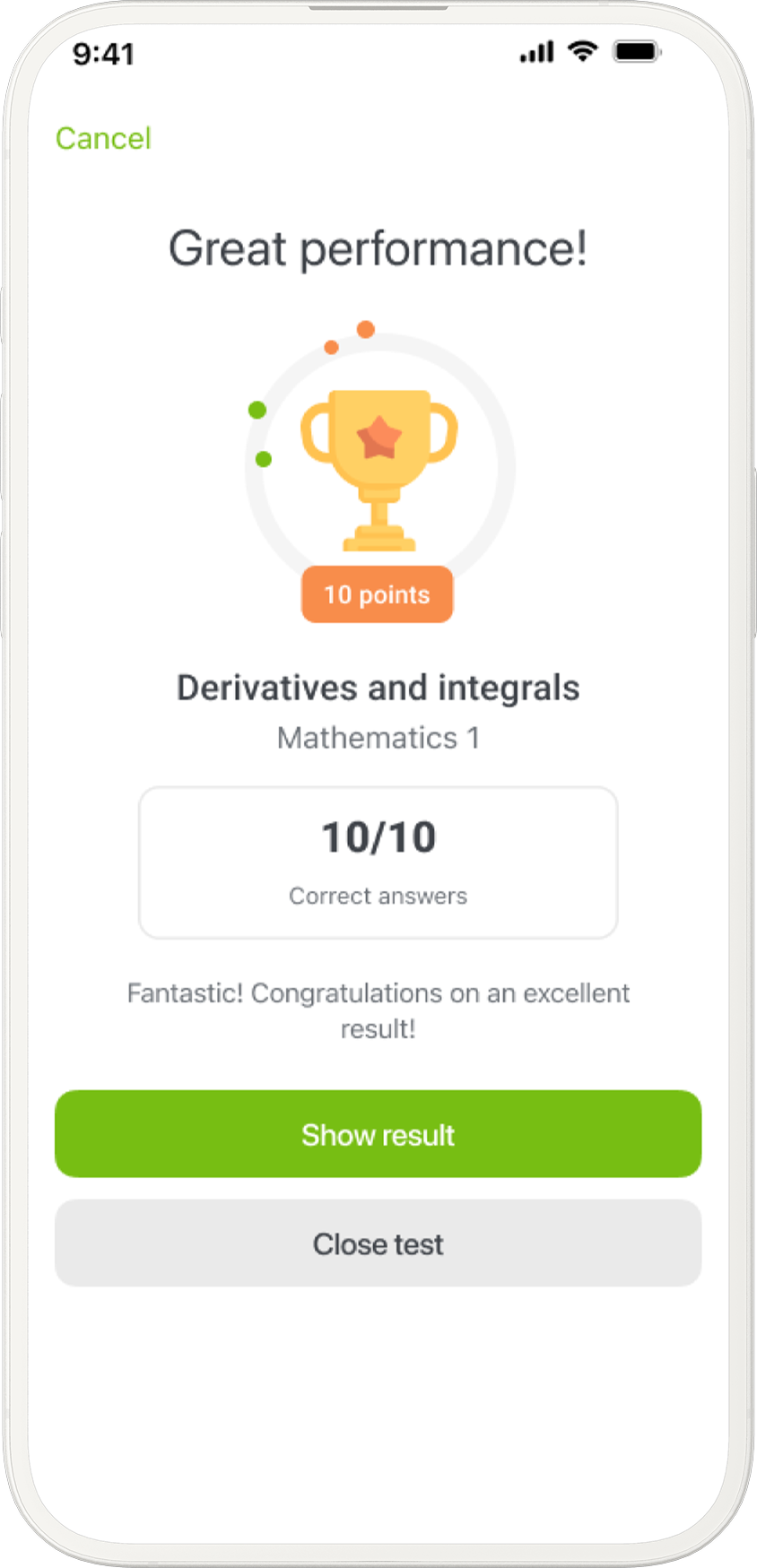 Mendeluj! – quiz results and points earned